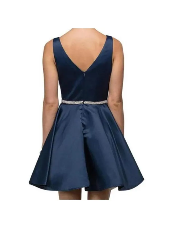 Dancing Queen Navy Blue Prom Homecoming Dress Rhinestone Waist Women's Size XS - Image 2
