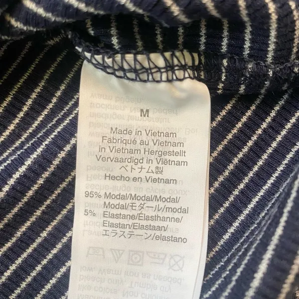 J. Crew Navy and White Striped Scoop Neck Ribbed Long Sleeve Henley - Image 13