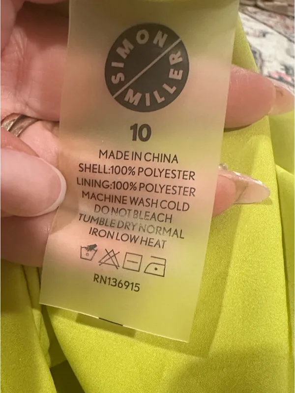 SIMON MILLER Satin Halter Chartreuse Prom Wedding Guest Long Slip Dress 10 - Image 10