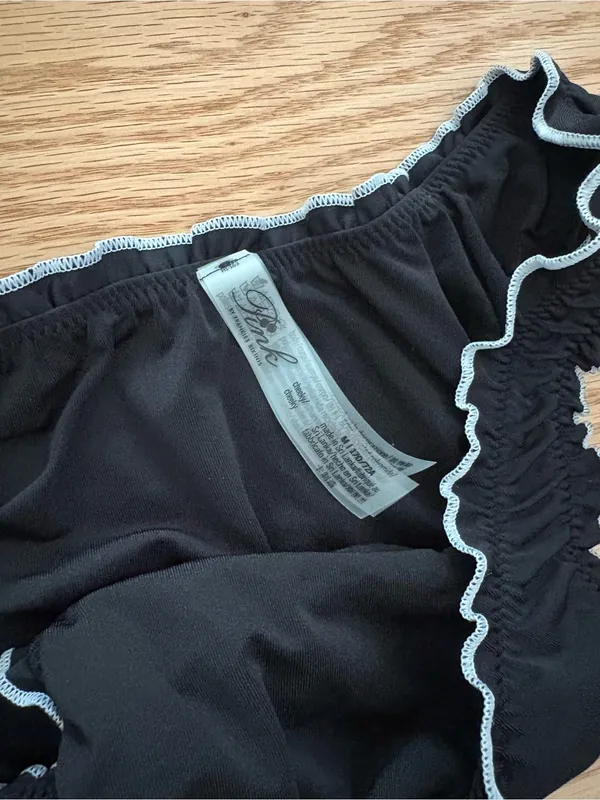 Frankie's Bikinis Black Bikini Set with White Trim - Image 2