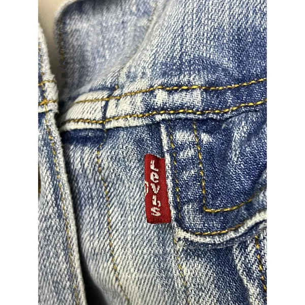 Levi's Denim Jacket Womens Small Blue Light Wash Trucker Button Front Stretch - Image 5