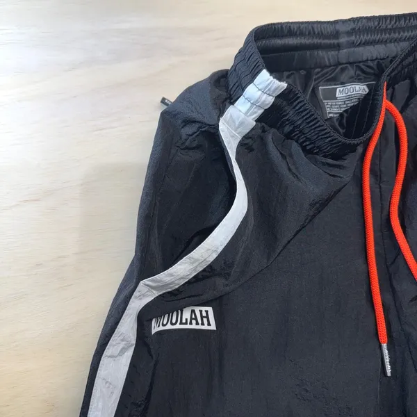 MOOLAH Womens S Black White‎ Snap Track Pants Tearaway Joggers Orange Drawstring - Image 10
