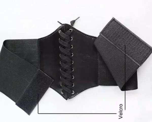 NEW Black Faux Leather Lace-Up Corset Waist Belt Goth Witch Halloween Costume Outfit - Image 8