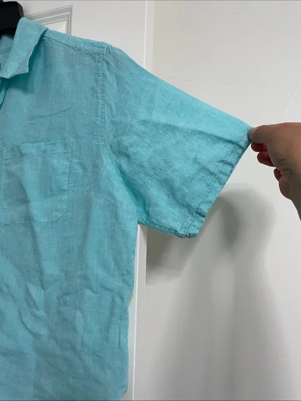 Talbots Linen Classic-Collar Short-Sleeve Shirt Size Large - Image 5