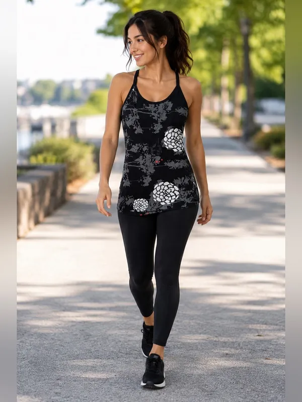 Lululemon Women’s Floral‎ Print Yoga Workout Tank Top Black Size Medium​ - Image 3