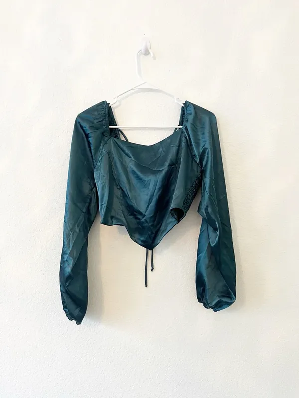 Altar’d State Calli Smocked Blouse Hunter Green‎ Medium NWT - Image 2