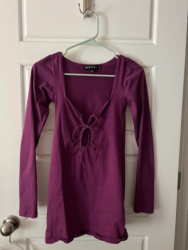 Motel Rocks Purple Long Sleeve Dress - Image 4