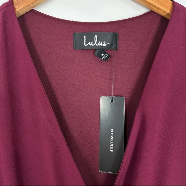 Lulu’s Lost in the Moment Maxi Gown Burgundy Bridesmaid Dress Size Small NWT - Image 5