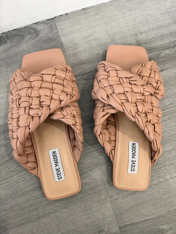 Steve Madden Braided Slide Mules in Nude Tan - Image 3