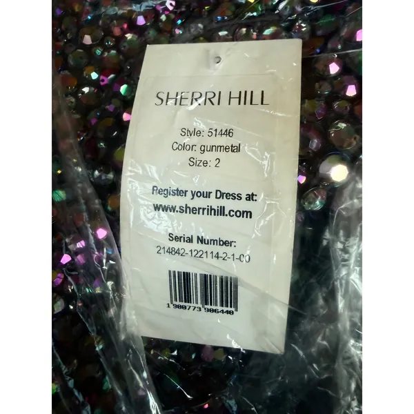 Sherri Hill 51446 Gunmetal Beaded Mermaid‎ Gown Size 2 $798 NWT - Image 3