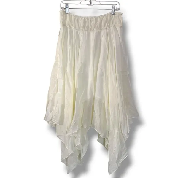 Free People FP One Bohemian Fairy Kaia Asymmetrical Midi Skirt Ivory Large NWT - Image 6