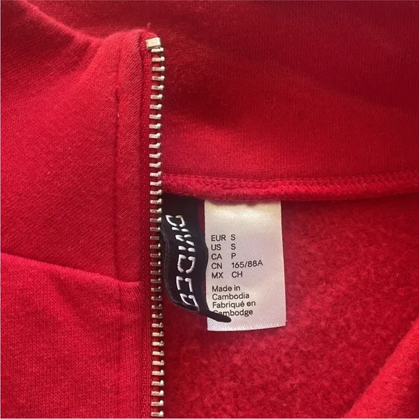 H&M Divided Size Small Red, White, & Blue Brooklyn 1/4 Zip Pullover Sweatshirt - Image 4