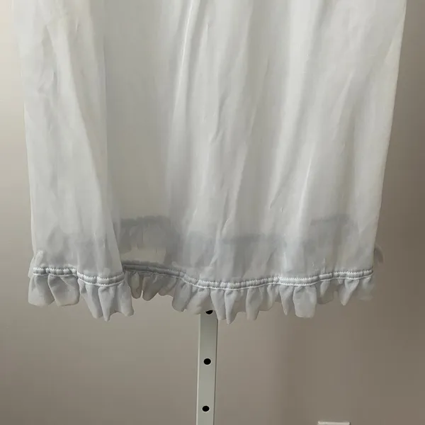 Vintage S Blue 60s Lace‎ Bodice Sheer Babydoll Nightgown Ruffle Hem Lingerie - Image 3