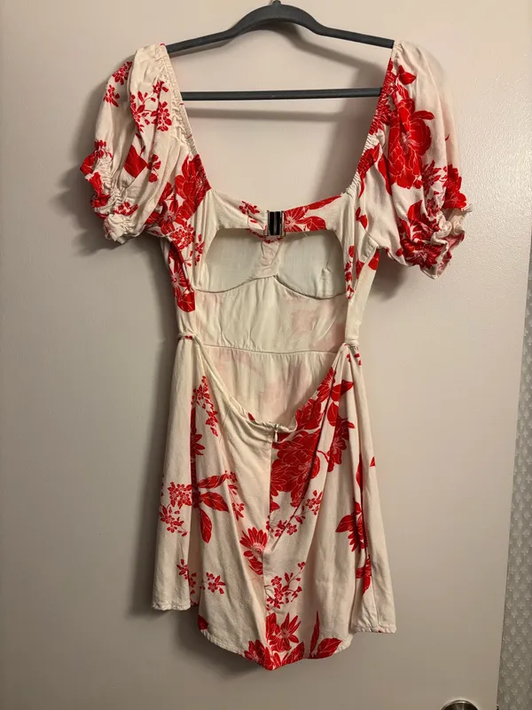 Olivaceous Red Patterned Mini Dress - Image 4
