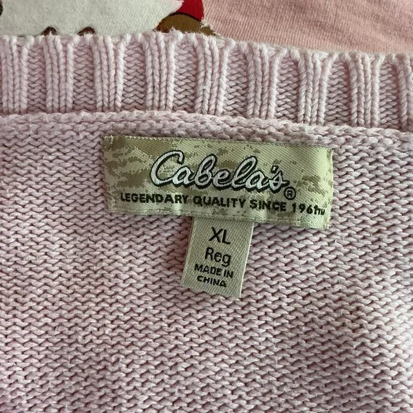 Cabelas Womens Sweater XL V Neck Knit Pullover Pink Casual Long Sleeve‎ Top - Image 3