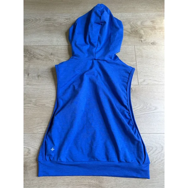 NWOT Halara Hooded Drawstring Sleeveless Cropped Running Tank Top blue size XS - Image 3