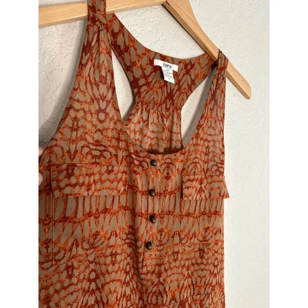 Bar III Copper Orange Racerback Mini Dress Summer Fall Boho Indie Beach Coverup - Image 2