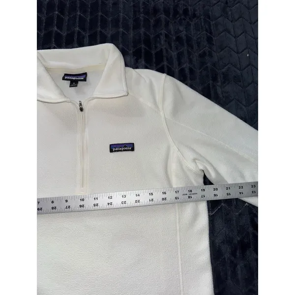 Patagonia Women's‎ Fleece Pullover White 1/4 Zip Lightweight Embroidered Sz M - Image 8