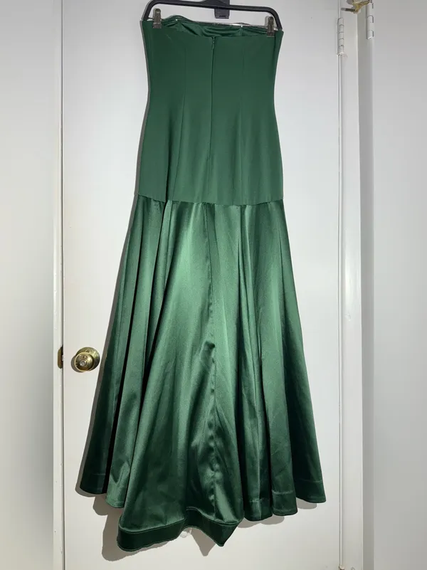 Hutch Anthropologie Strapless Satin Gown in Deep Green Maxi Dress - Image 7