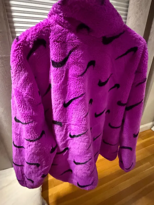 Nike Fur Coat Faux purple and black swoosh - Image 2
