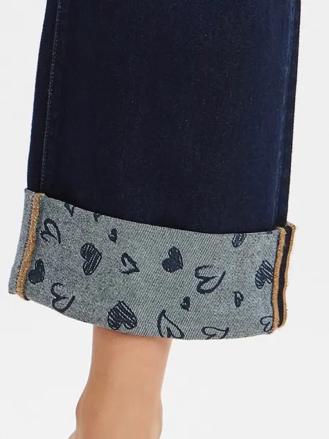 006- Risen Slouchy Crop Wide Leg Heart Cuffed Jeans – Size 27 - Image 4