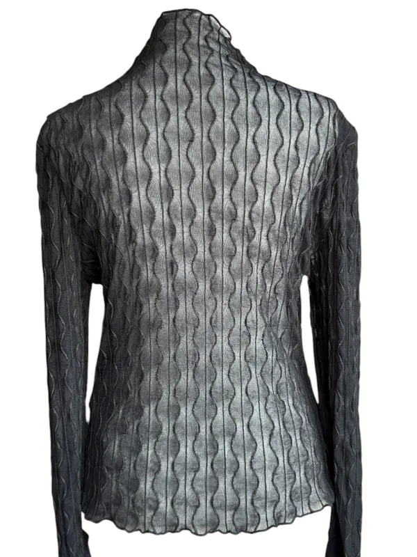 NWT Floerns Sheer‎ Long Sleeve Black Top Sz M - Image 5