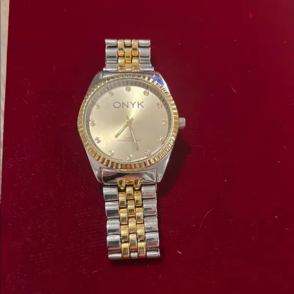 Gold and Silver ONYK Large Watch with Crystal Numbers - Image 5