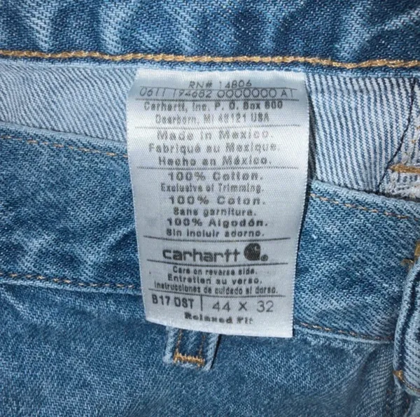 Carhartt B17 DST Relaxed Fit Jeans Men's 44×32 Vintage Blue Workwear - Image 5