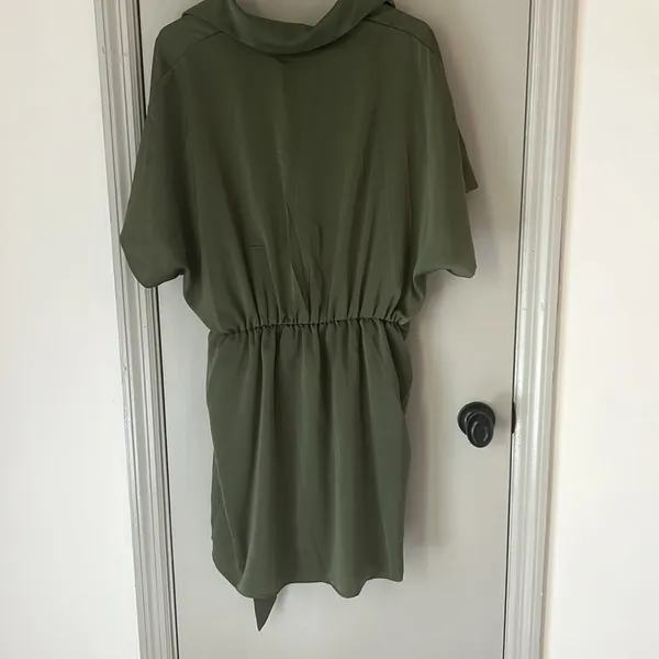 Showpo Ameleth Collared Wrap Front Mini Dress in Olive Size 8 Green - Image 8