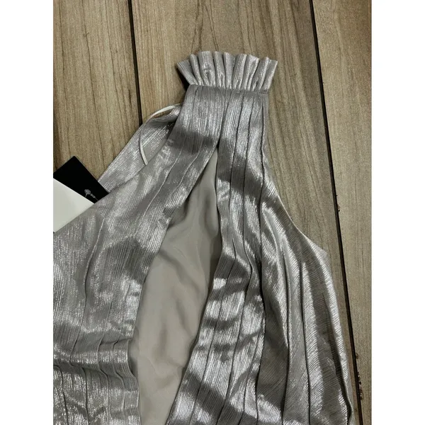 Retrofête Cassie‎ Lamé One-Shoulder Bodysuit Gunmetal Size S - Image 5