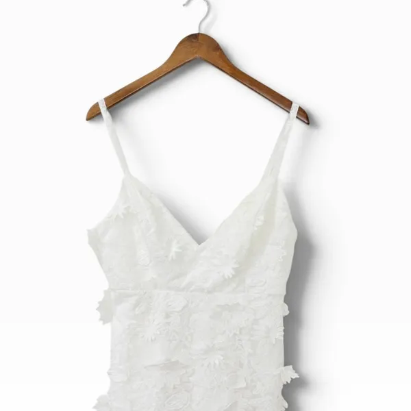 Lulus Exceedingly Lovely White Applique Floral Backless Mini Dress size L - Image 6