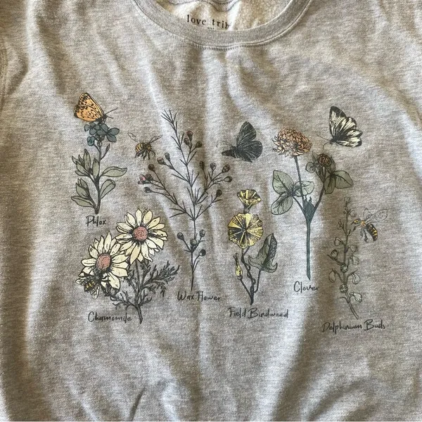 Love Tribe Gray Floral Graphic Sweatshirt size 2X - Image 2