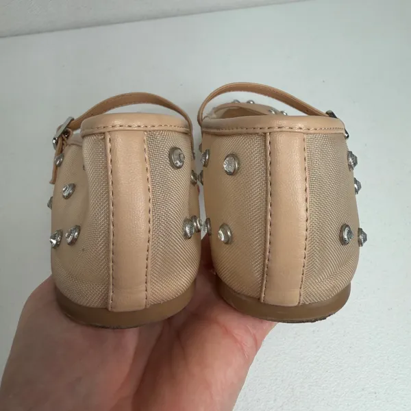 Wild Fable 9.5 Mary Jane Elsa Mesh Ballet Flats Studded Beige Buckle Strap Shoes - Image 8