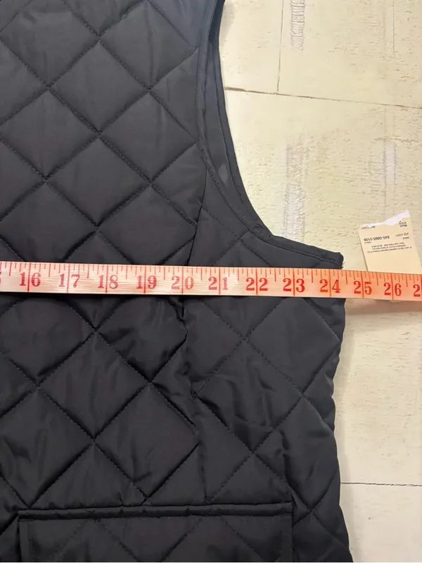 St. John’s Bay Puffer Diamond Quilted Vest Black with Gold Accents Size XXL New - Image 3