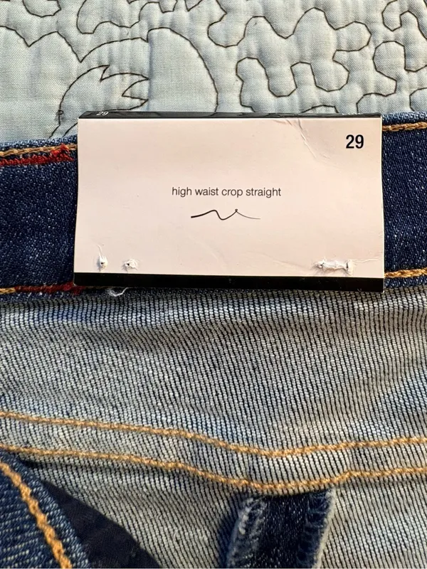 💥NWT 7 For All Mankind Edie High Rise Crop Straight Jeans Grommet Raw Hem~29🧡 - Image 11