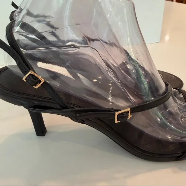 Zara Slingback Strappy Heels Sz 40 / 9 Black Shoes Stilettos - Image 10