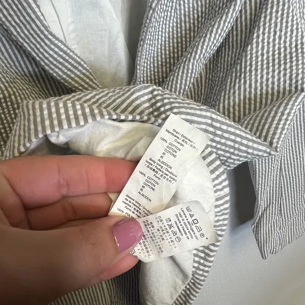 Gap Womens Grey White Seersucker Striped Cotton Blazer Jacket Size 10 - Image 5