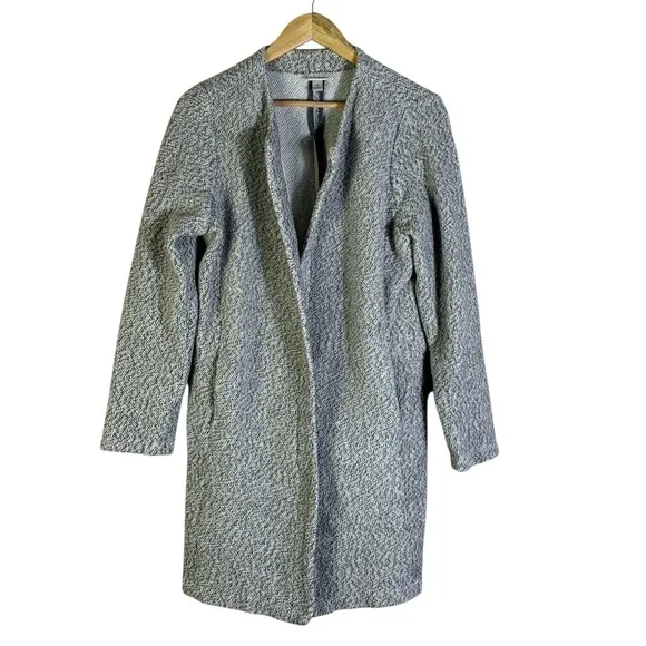 A‎ NEW DAY Textured Knit Open Front Long Sleeve Coatigan Jacket Womens M Gray - Image 2