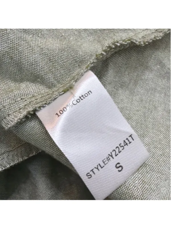 Tuckernuck Sage Green Linen Look 100% Cotton Drop Waist Ruffle Hem Shirt Dress S - Image 10
