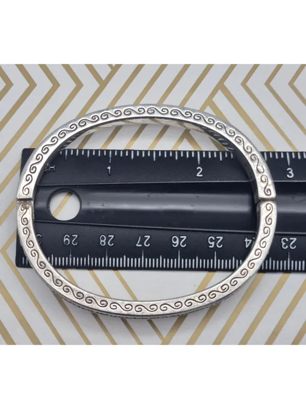 Brighton Secret of Love Hinged Bangle Bracelet Silver Plated Crystals & Etching - Image 8