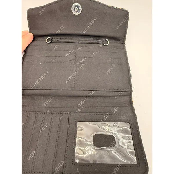 Vera Bradley Trifold Wallet Womens OS Black Multi Quilted Paisley Envelope‎ - Image 3