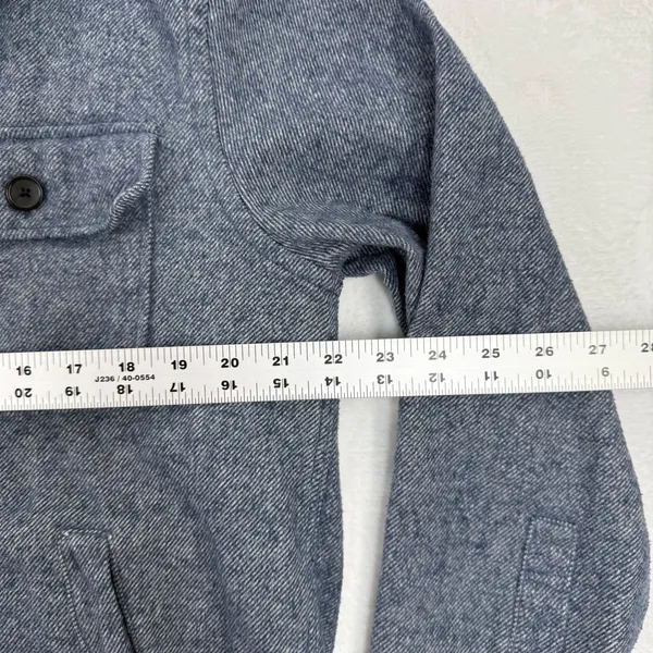 ZARA Men's L Blue‎ Herringbone CPO Button Front Shirt Jacket Shacket - Image 2