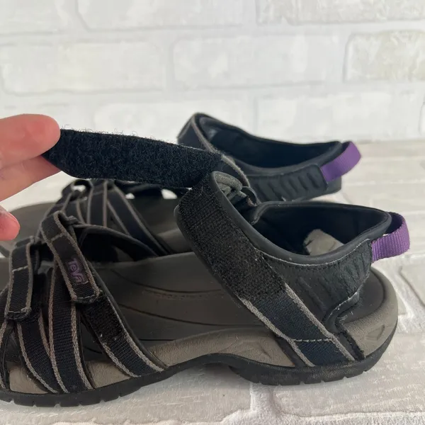 Teva Tirra Sandals Women 7.5 Black Gray Strappy Adjustable Hiking Comfort Sporty - Image 5