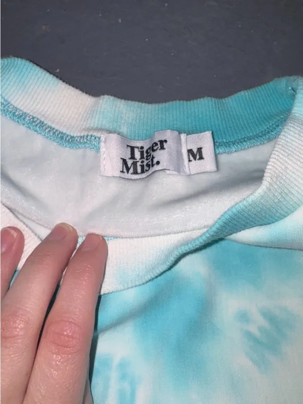 Tiger Mist Aqua & White Tie-Dye Crew Pullover SET - Image 2