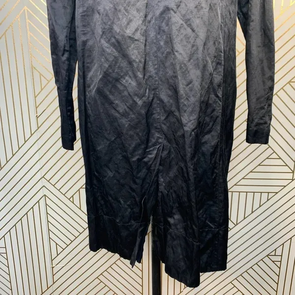 Eileen Fisher Crinkle‎ Black Sheen Overcoat Jacket - Image 8