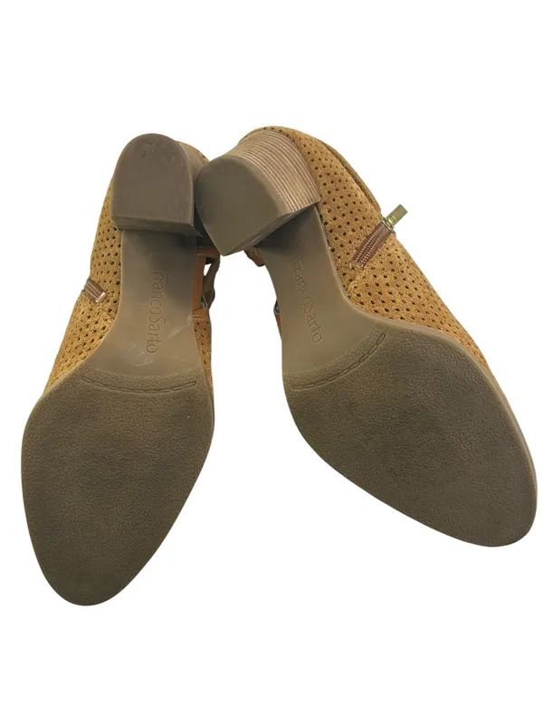 Franco Sarto L. Dakota Bootie Brown 7.5 Perforated Suede Ankle Boots heels - Image 7