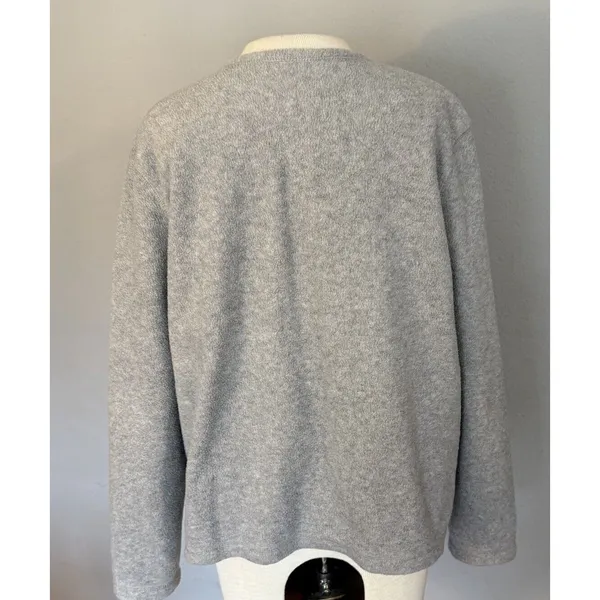 Croft & Barrow Cardigan Sz PL Full Zip Gray Cardinals Birds Holiday Winter‎ Snow - Image 8