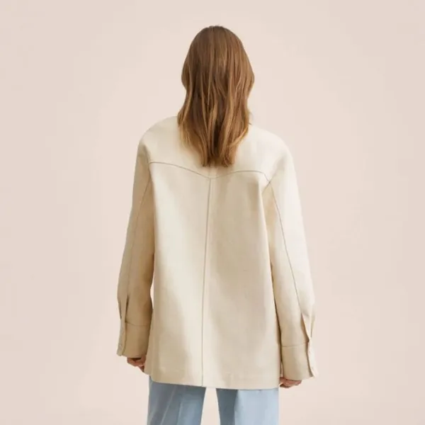 Mango NWT Oversized cotton jacket ECRU LARGE - Image 5