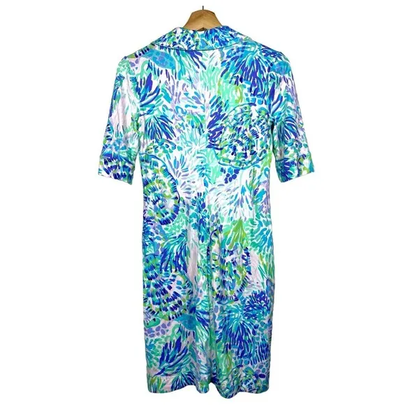 Lilly Pulitzer Women UPF 50 Shift Dress Sz XS Floral Blue‎ Green Pink Resort - Image 4