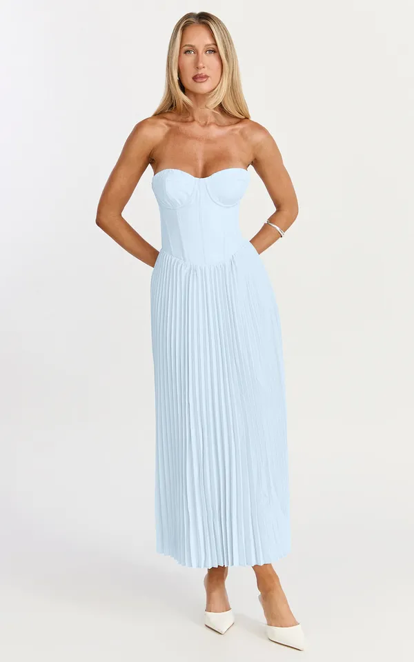 New Showpo Loretta Midi Dress Lace Up Back Bustier Pleated Dress MSRP $129 - Image 5